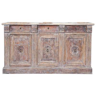 European style distressed finish antique solid wood luxury buffet carved storage sideboard