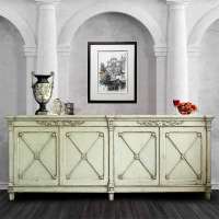 Antique Living Room Vintage Rustic Pine Wood Furniture Classic European Style Carved Sideboard