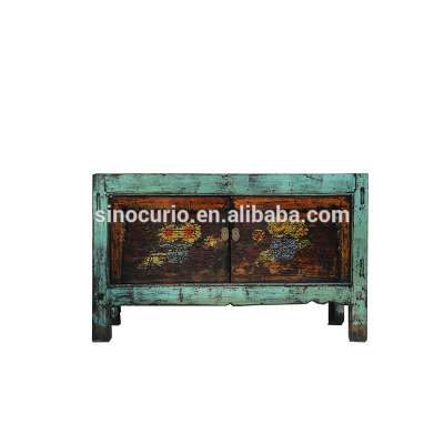 Chinese antique furniture glossy lacquered painted solid wood furniture reclaimed sideboard shoe cabinet