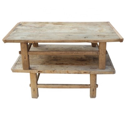 Antique Traditional reclaimed elm wood living room furniture rustic natural wood center coffee table