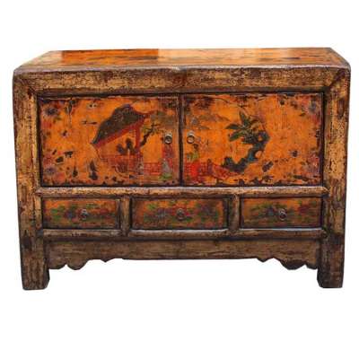 Chinese antique living room hand painted sideboard cabinet